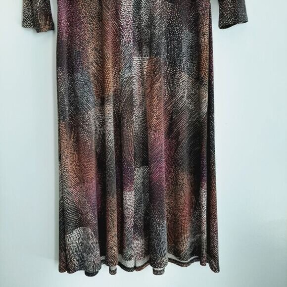 EVAN PICONE | Midi Length Surplice V-Neck Soft Stretchy Dress Abstract Print  10 - Picture 10 of 14